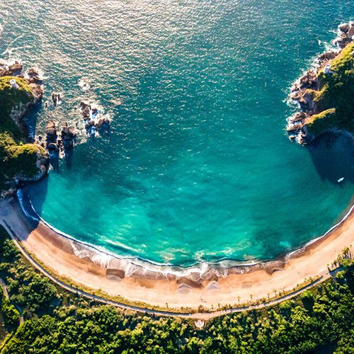 Aerial view of the coast in Careyes
