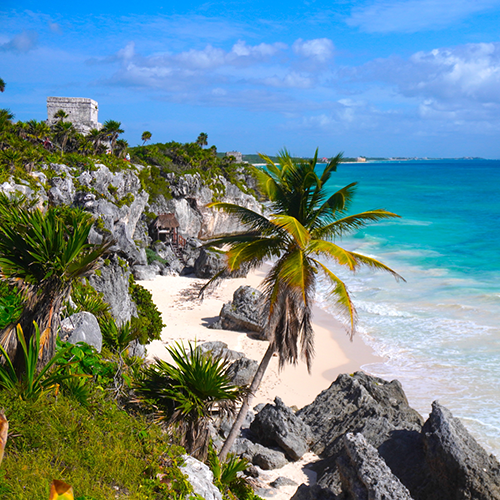 Infinity pool overlooking the ocean in Riviera Maya